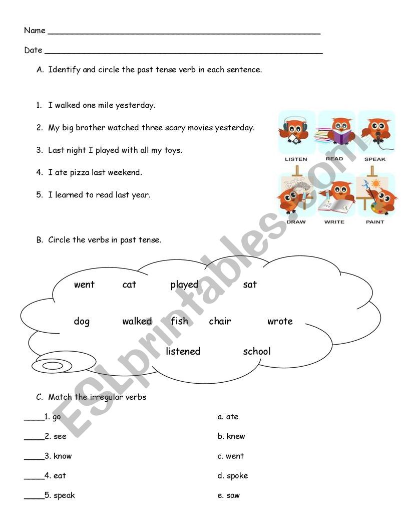 Past Tense Verbs Review and Quiz