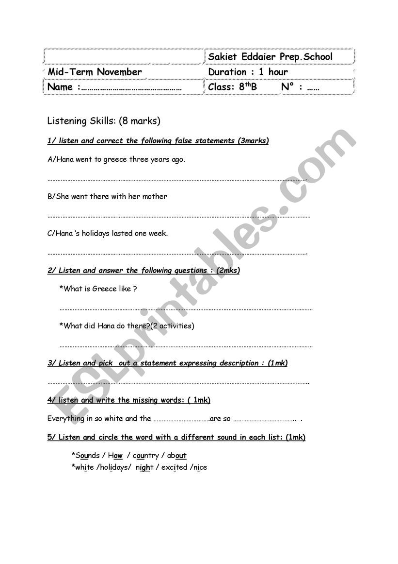 mid termn1 8th worksheet