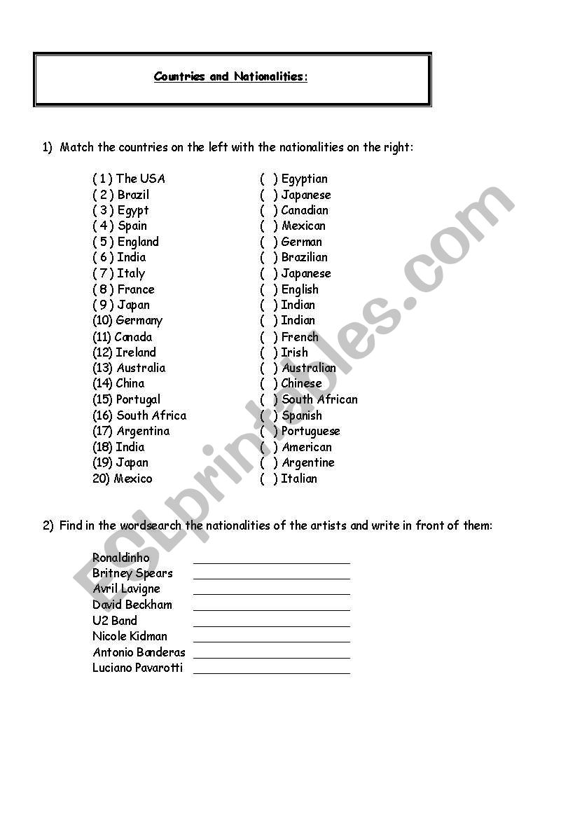 Family members worksheet