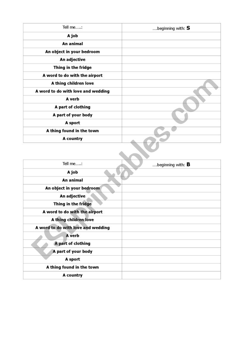 TELL ME...! worksheet