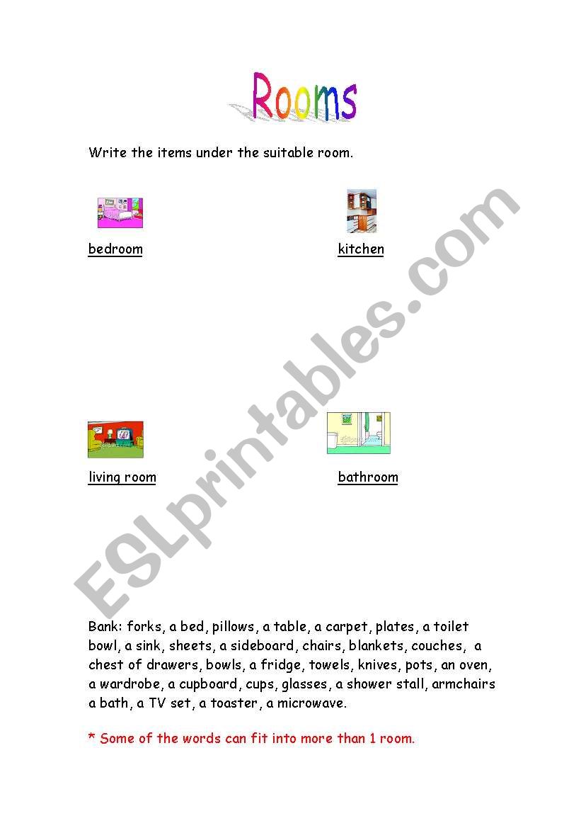 ROOMS IIN THE HOUSE worksheet
