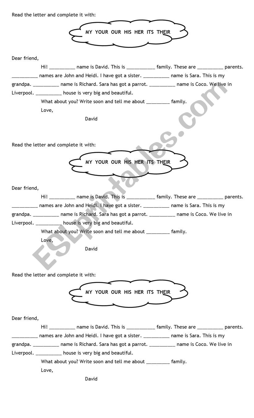 Possessive Adjectives worksheet