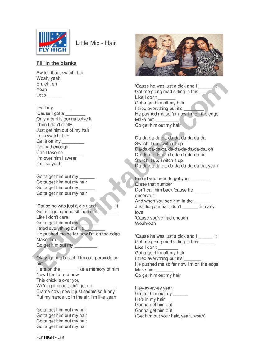 Little Mix - Hair worksheet