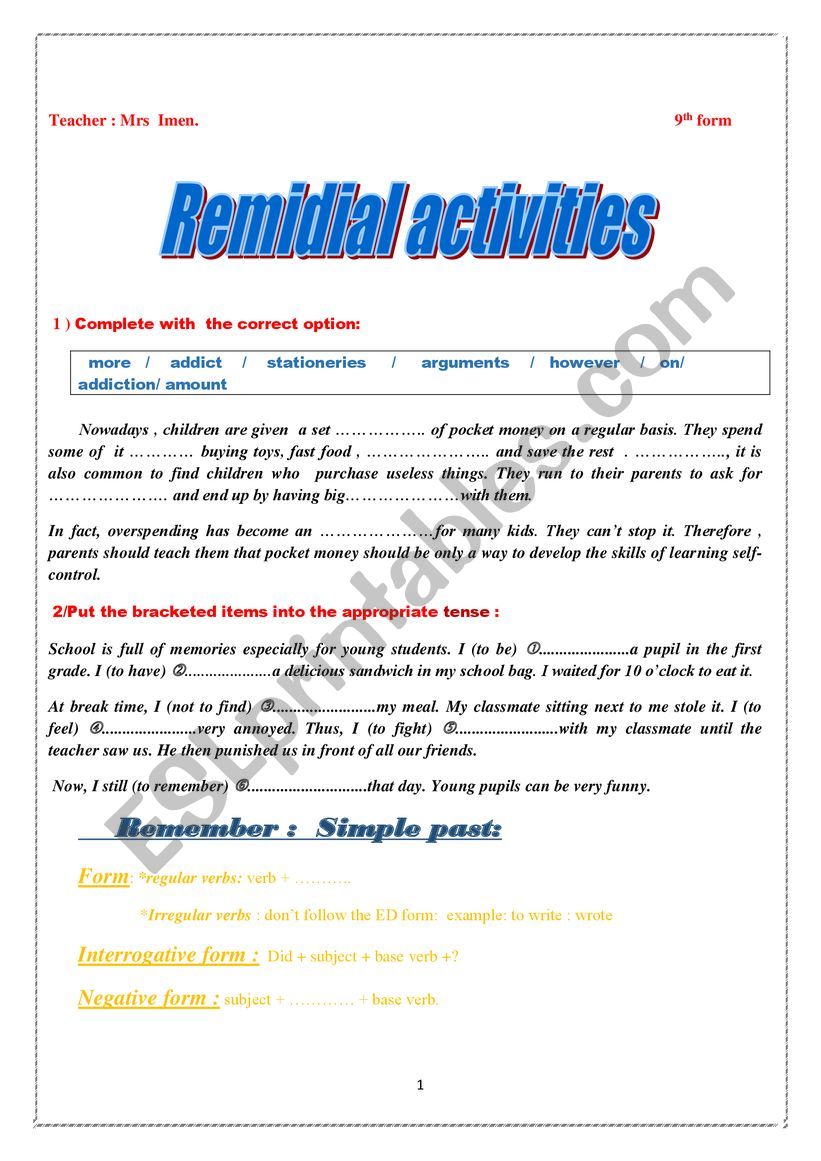 review  worksheet