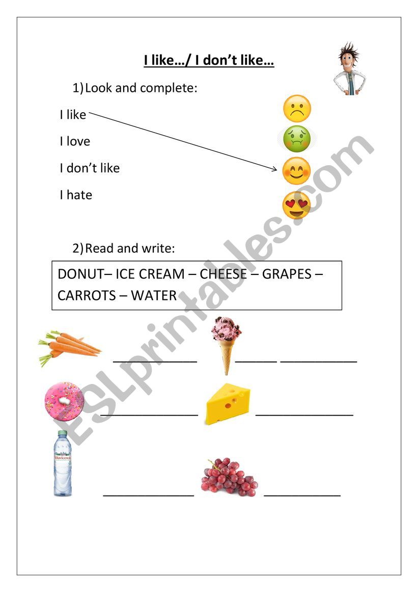 Food I like/ I donÂ´t like worksheet