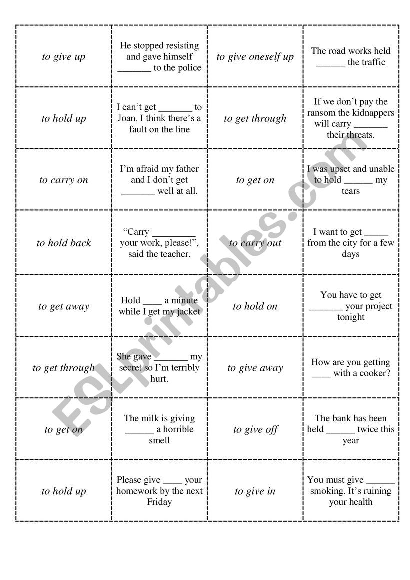 phrasal verbs (domino) worksheet