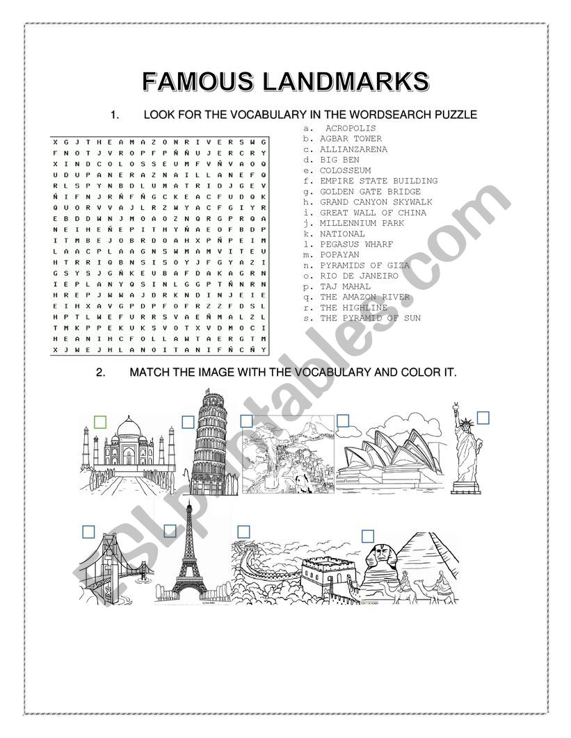 FAMOUS LANDMARKS  worksheet