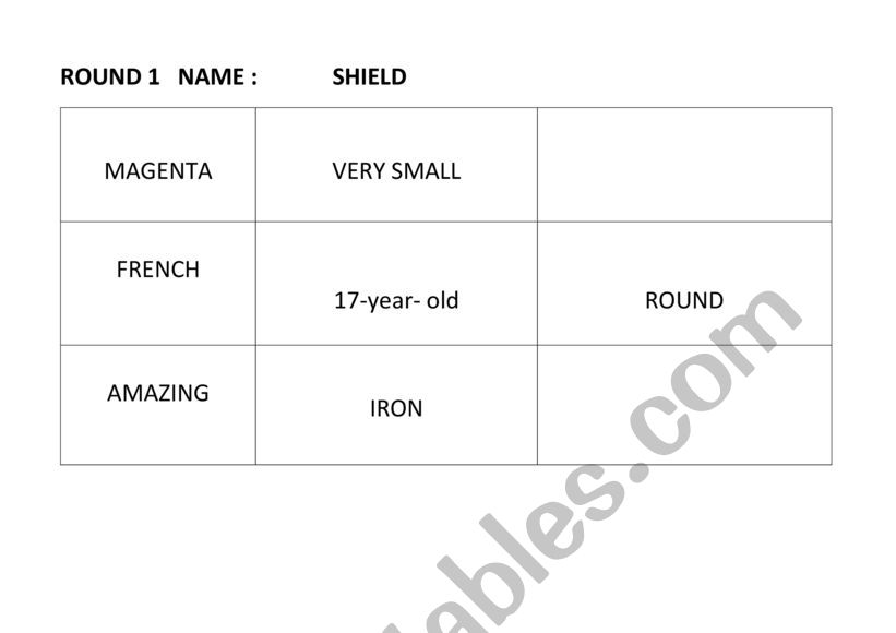 challenge order of adjectives worksheet