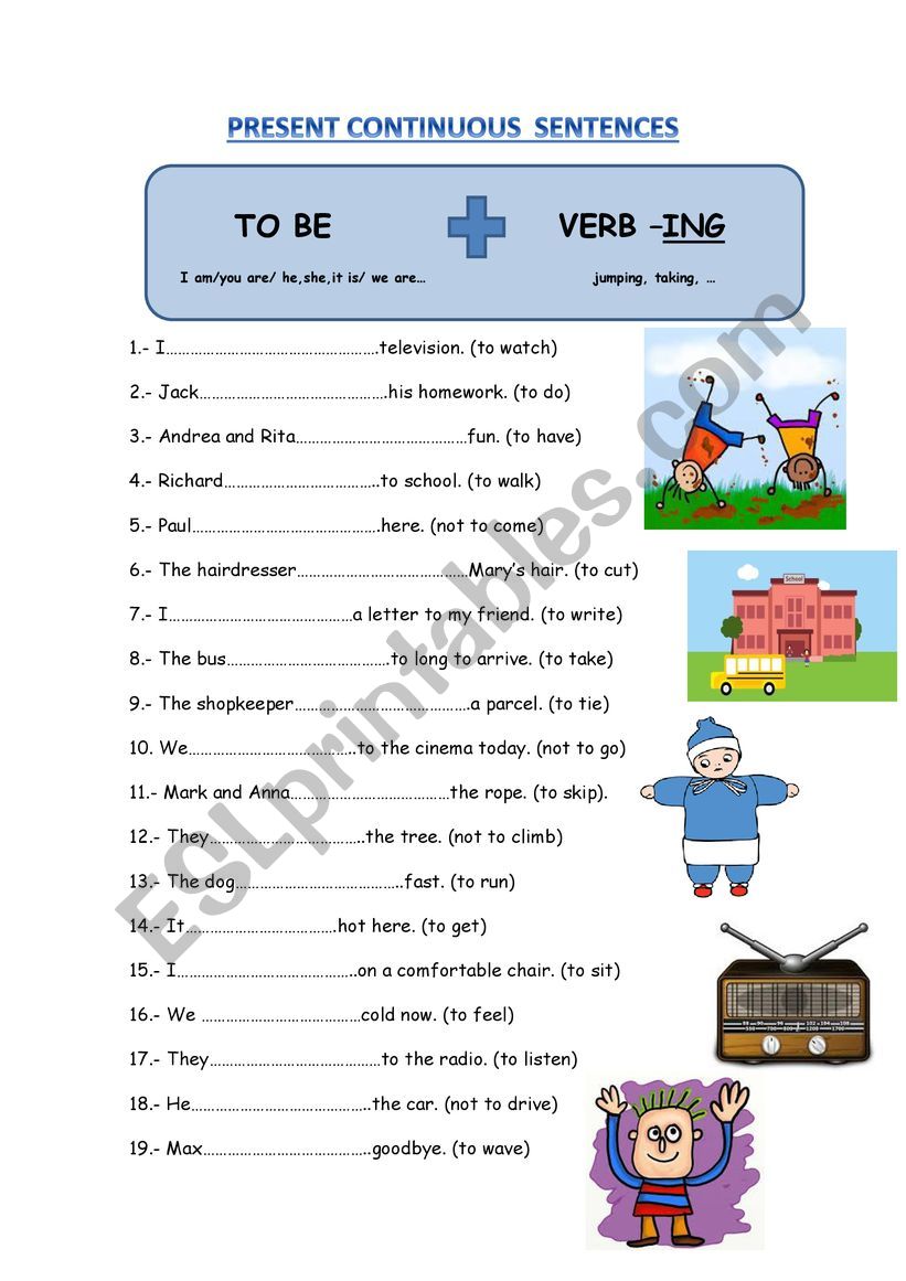 Present Continuous for Primary students