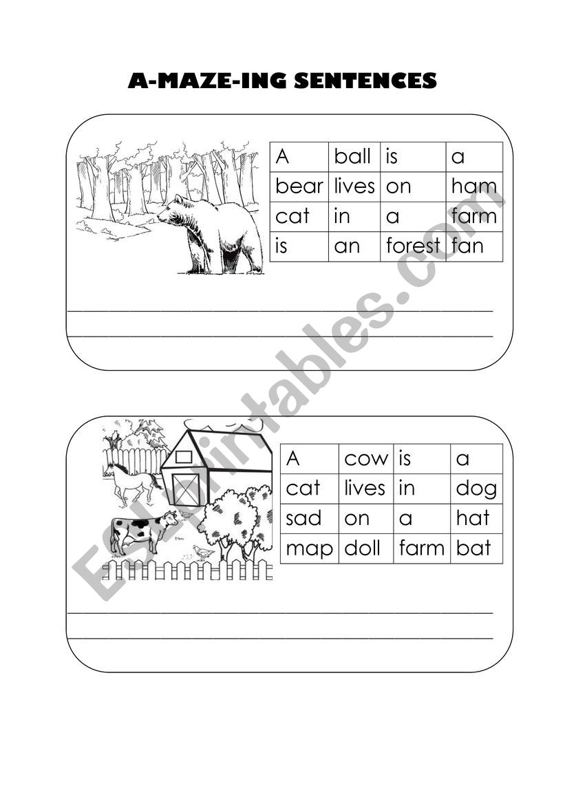 A-MAZE-ING SENTENCES: Where do animals live?