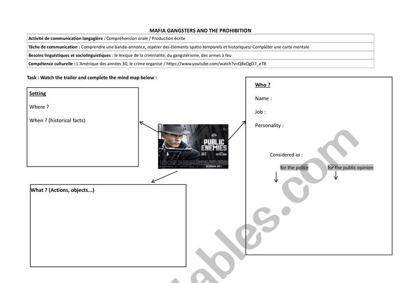 Public enemies trailer worksheet