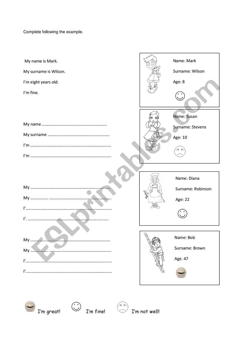 Personal identificattion worksheet