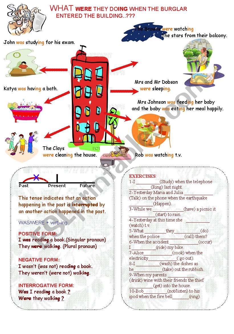 past cont. tense worksheet