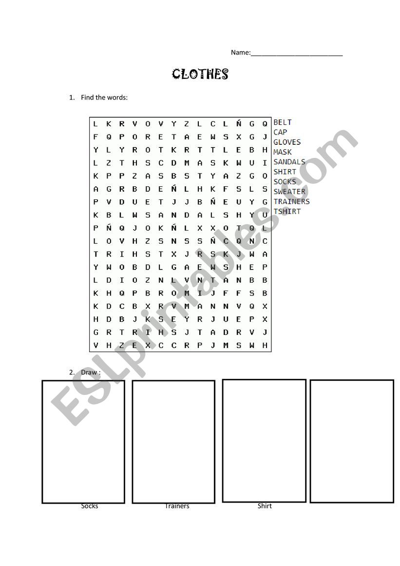 CLOTHES worksheet