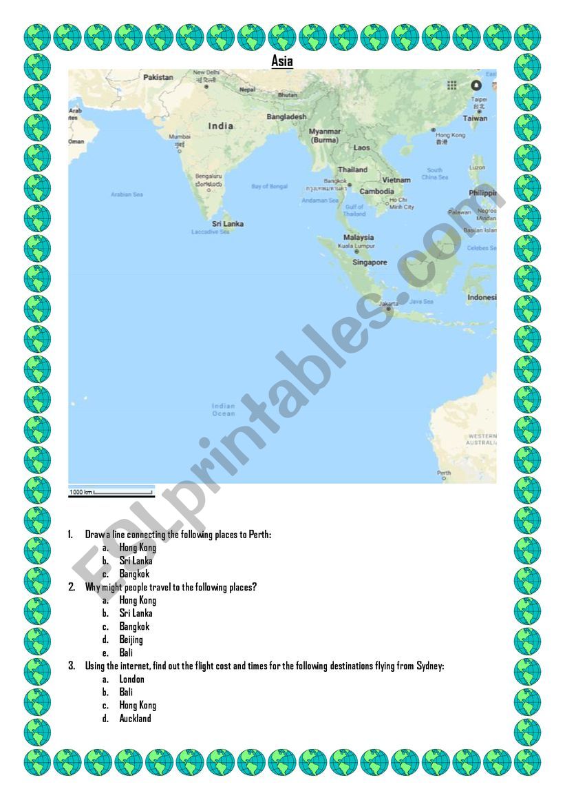Travel worksheet