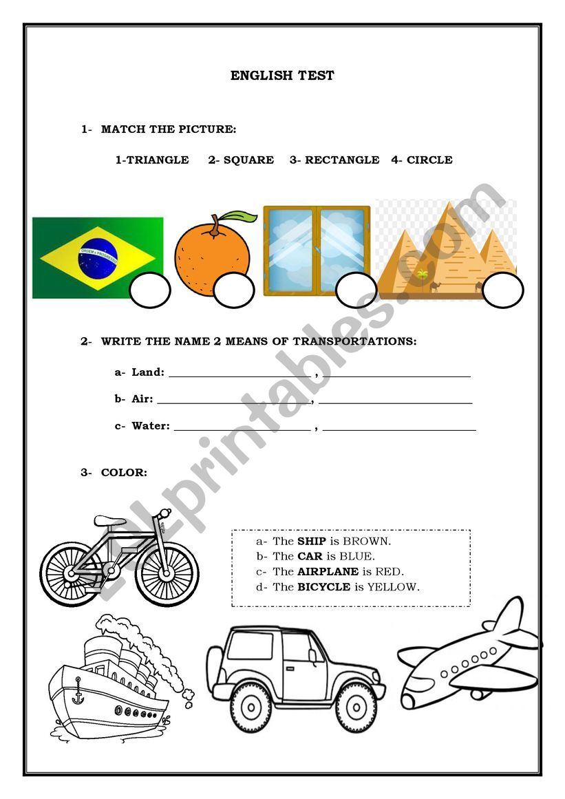 ENGLISH TEST worksheet