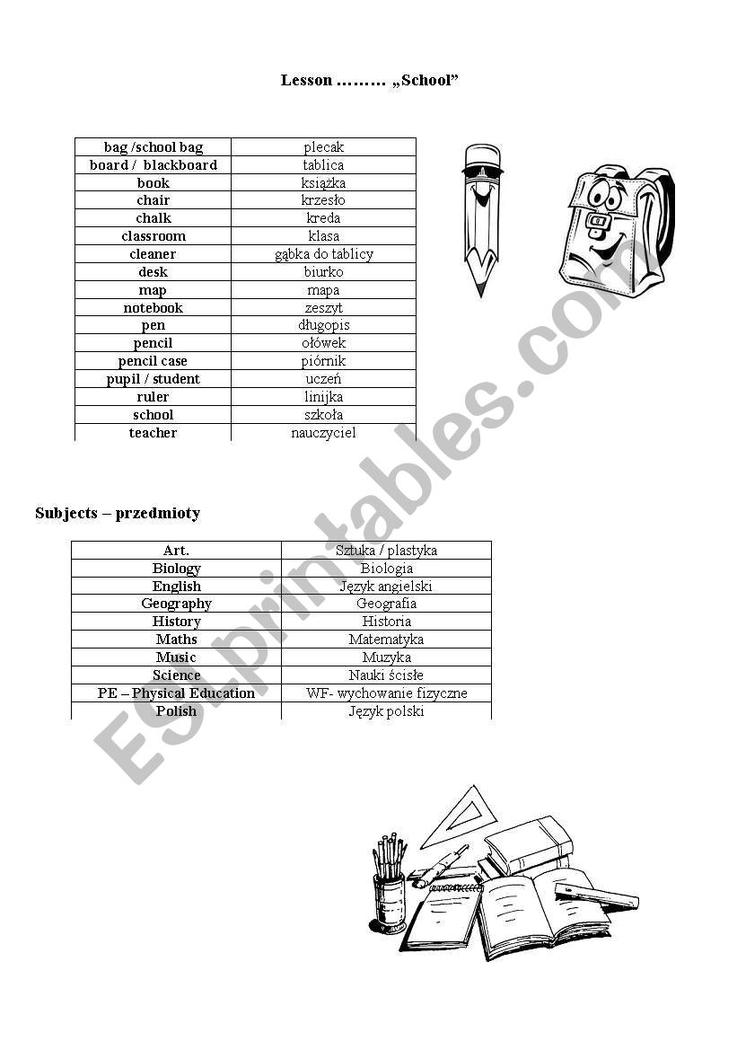 school worksheet