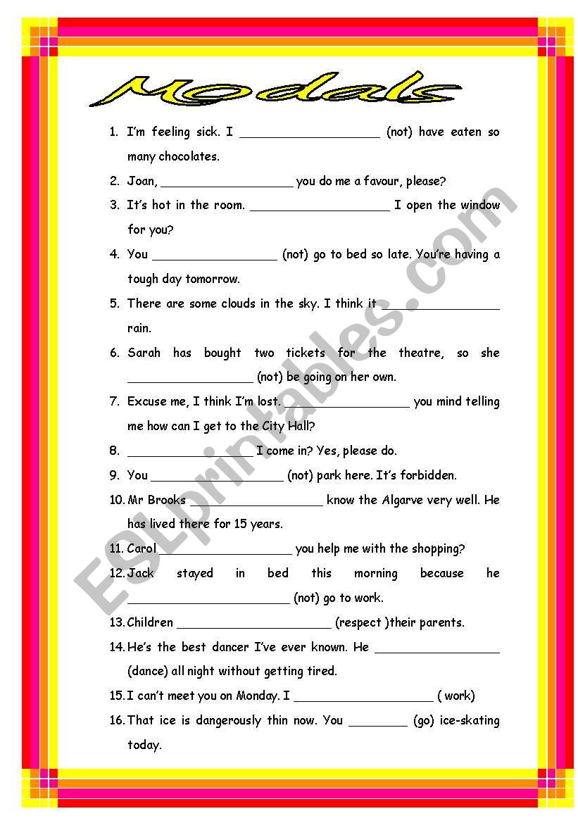 modals review. GRAMMAR WORKSHEET 18