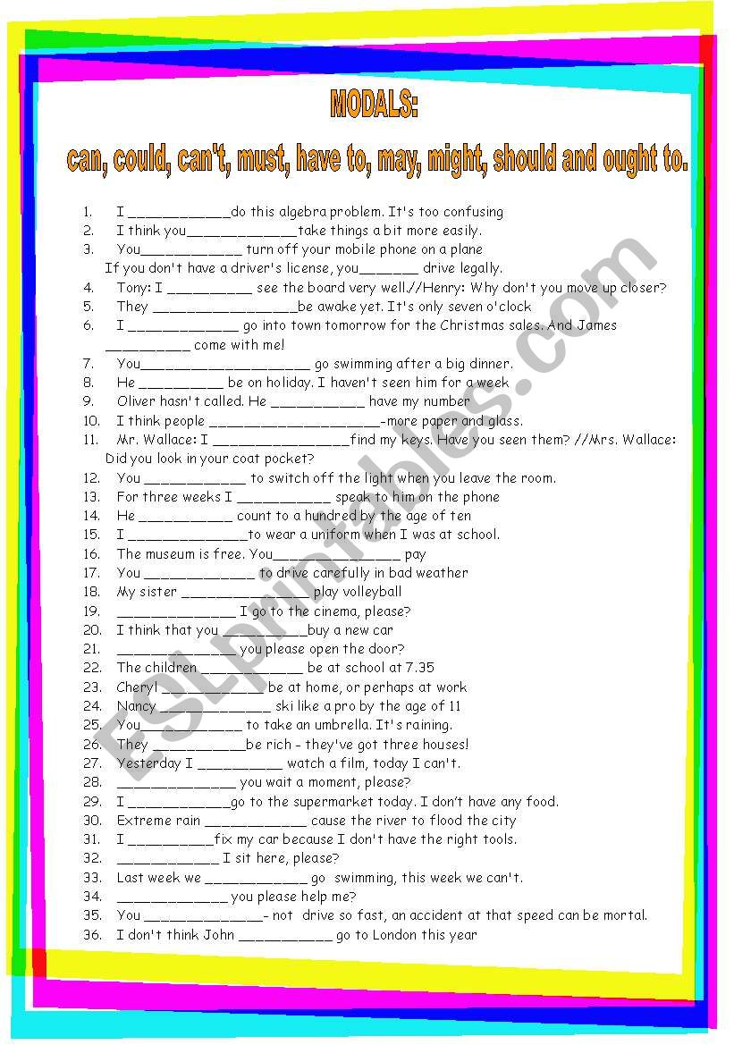 modals review. GRAMMAR WORKSHEET 19