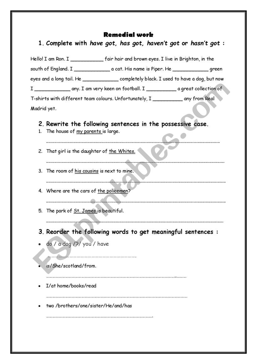 test worksheet