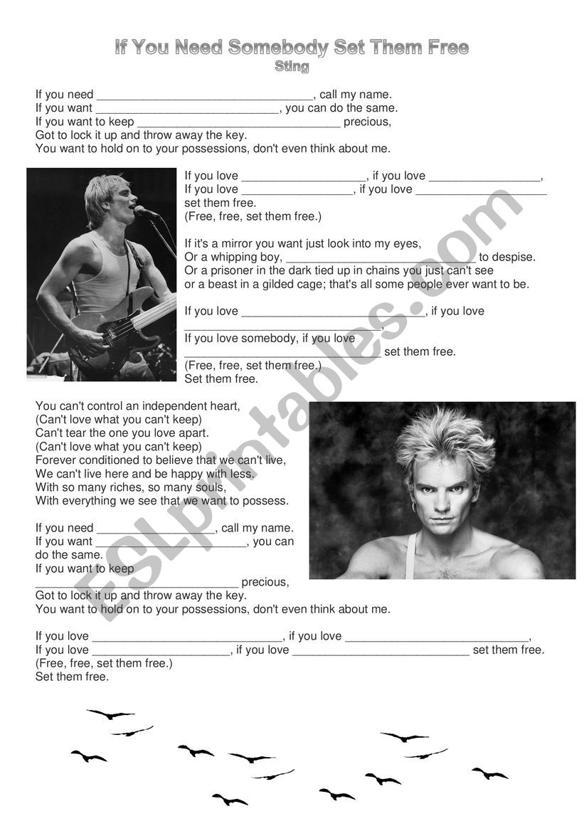 Sting - If you love someone, set them free Song Activity