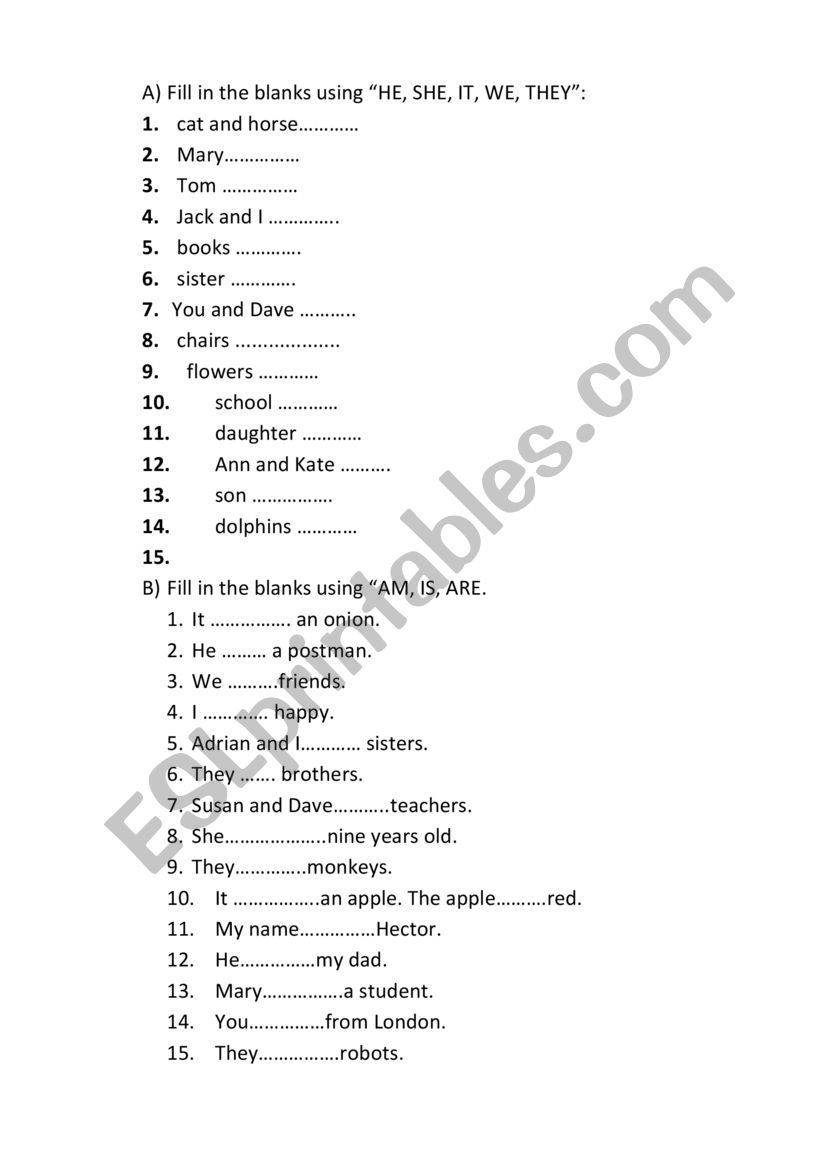 exercise worksheet