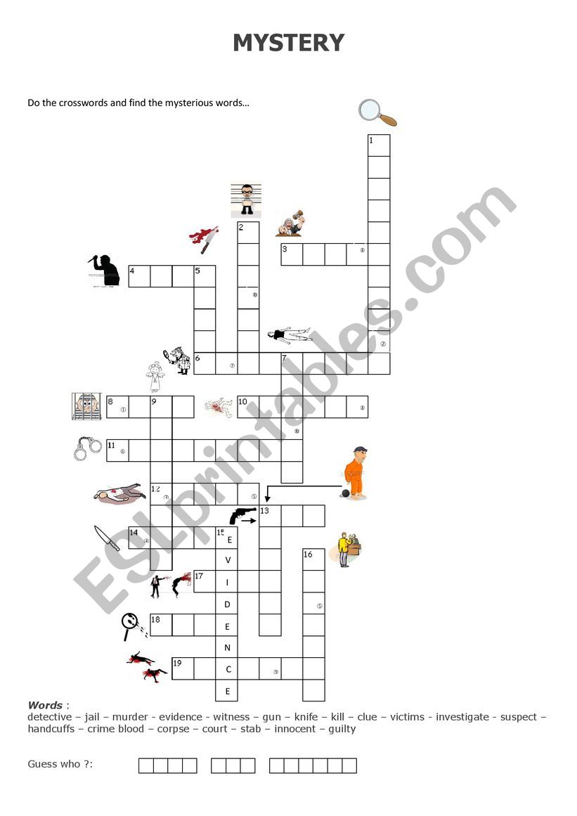 mystery crosswords images worksheet