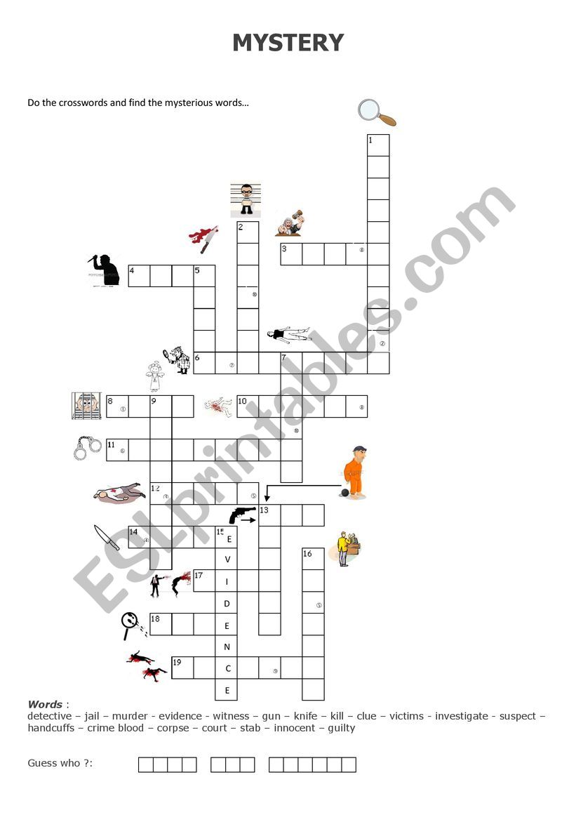 mystery crosswords images worksheet