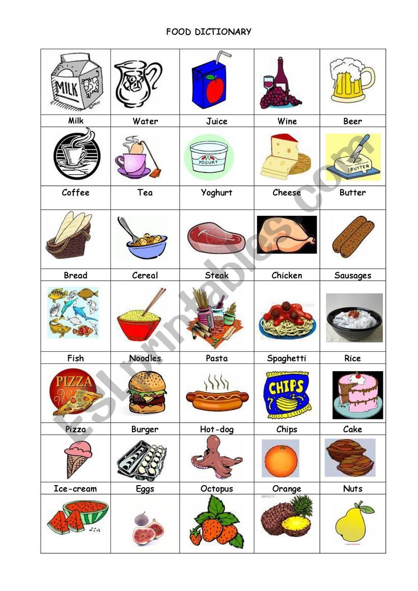 Food and drink worksheet