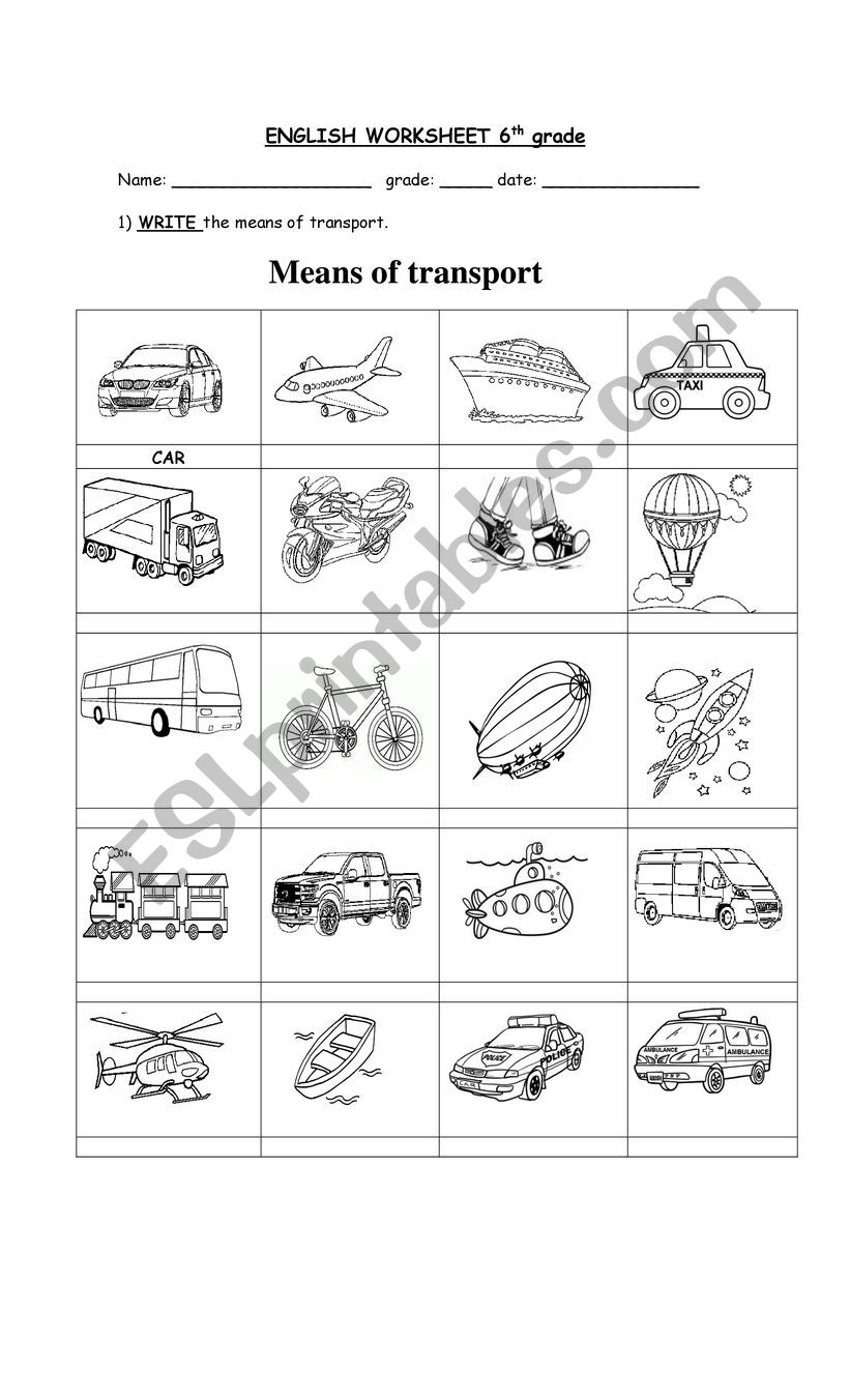 Transports worksheet