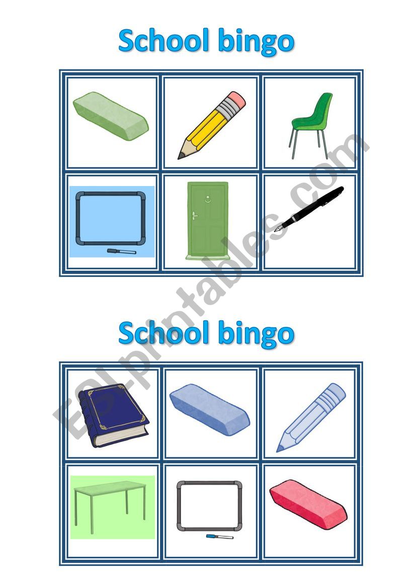 School bingo worksheet