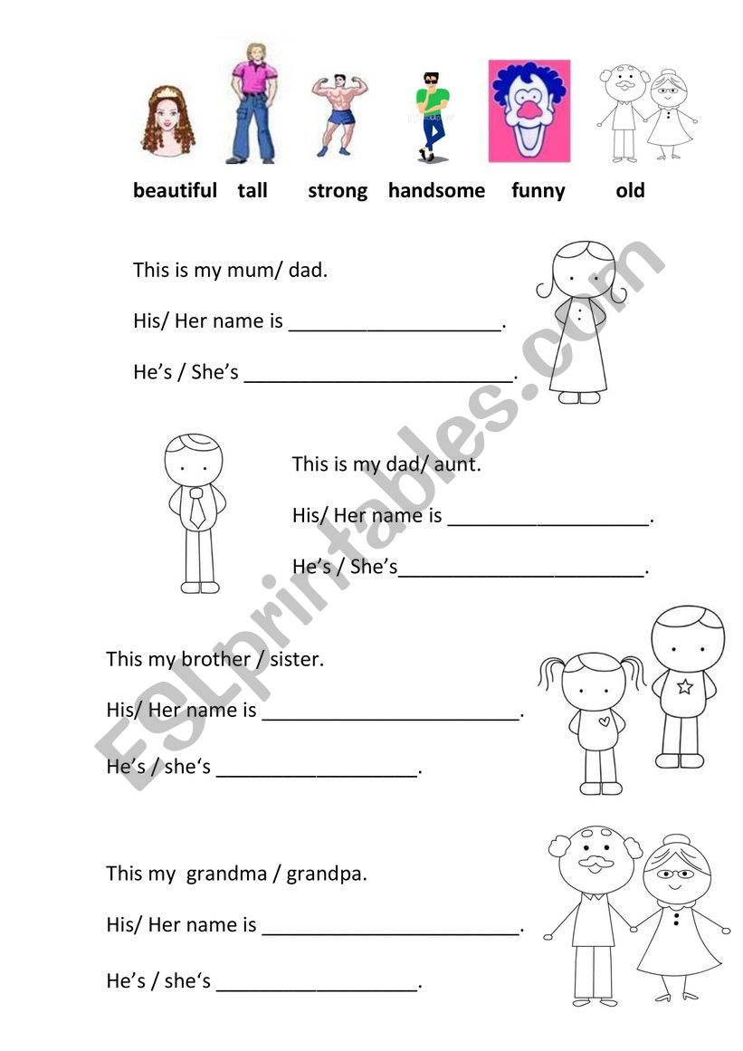 My family writing prompt worksheet