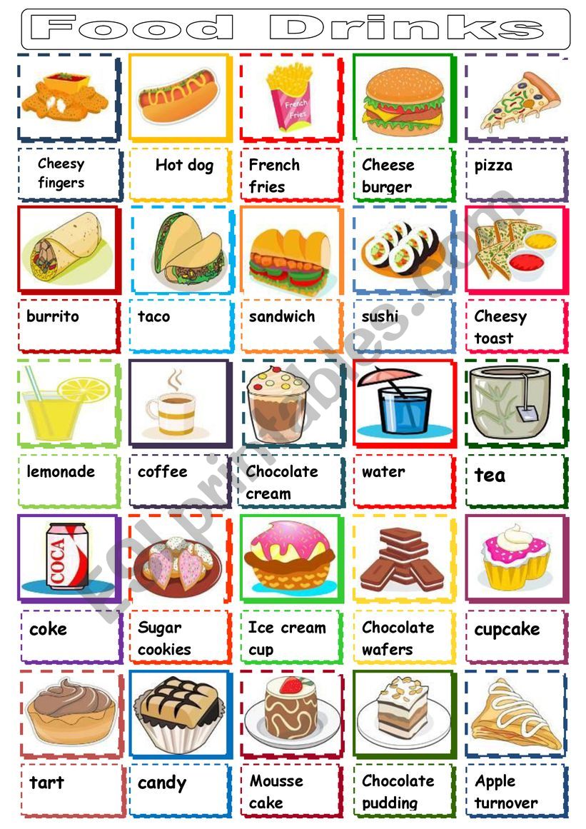 food drinks worksheet