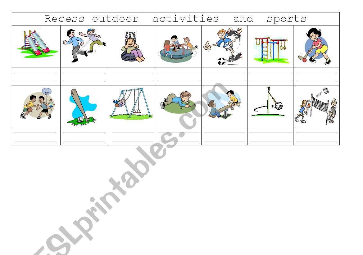 Recess outdoor activities and sports 1