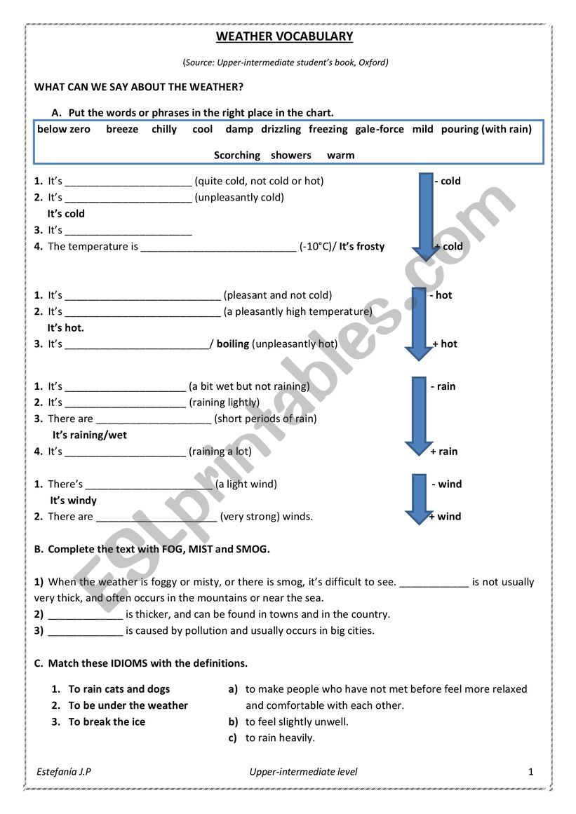 Weather worksheet