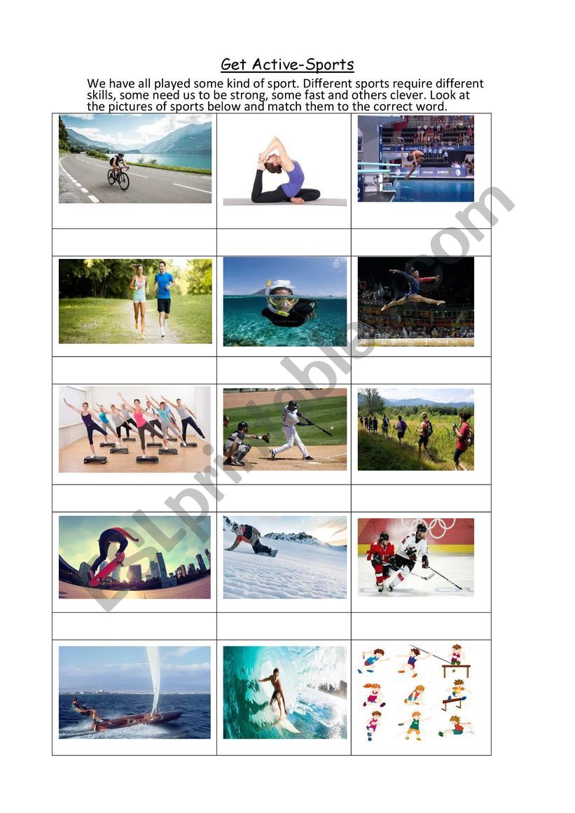 Get Active - Match the Sports worksheet