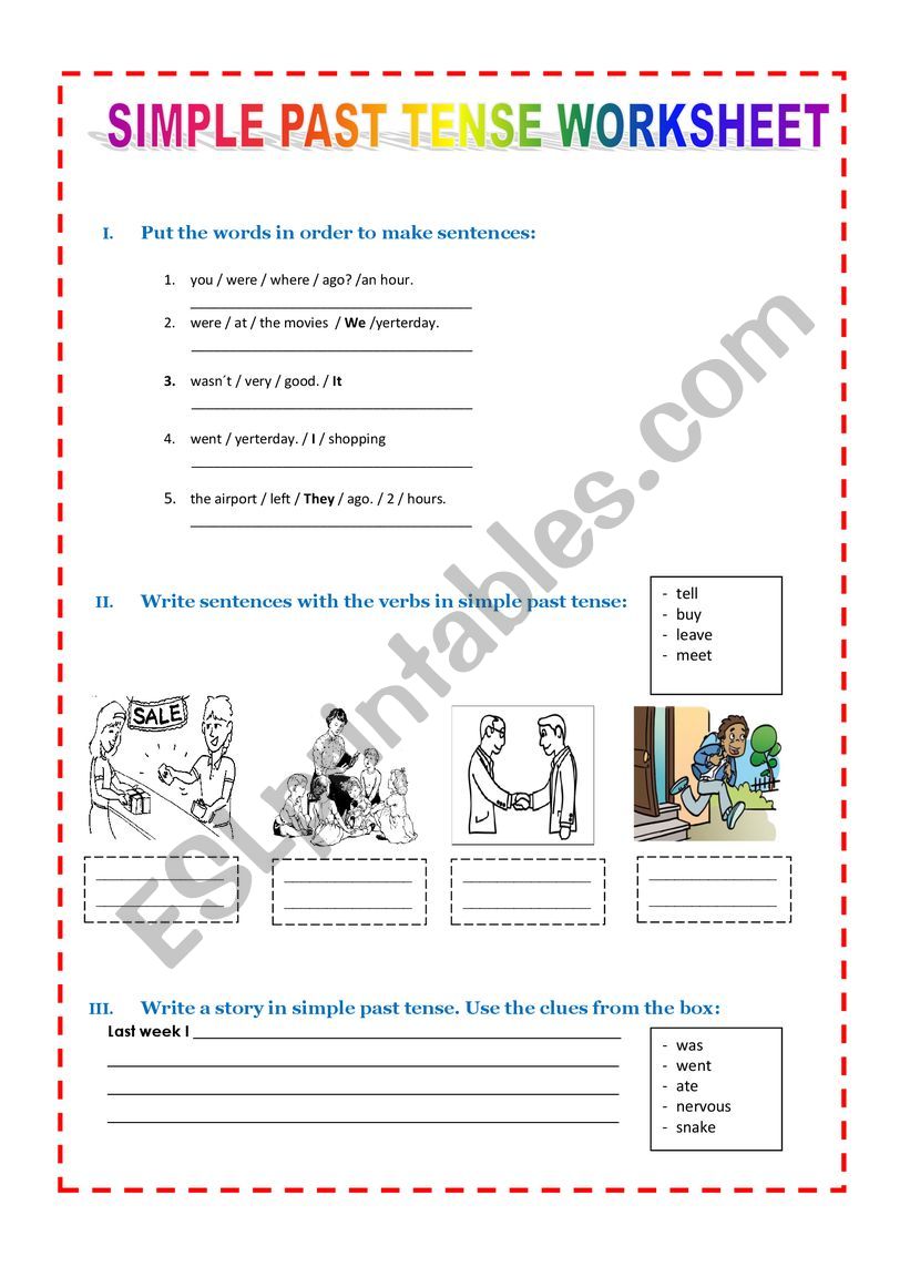 SIMPLE PAST TENSE worksheet