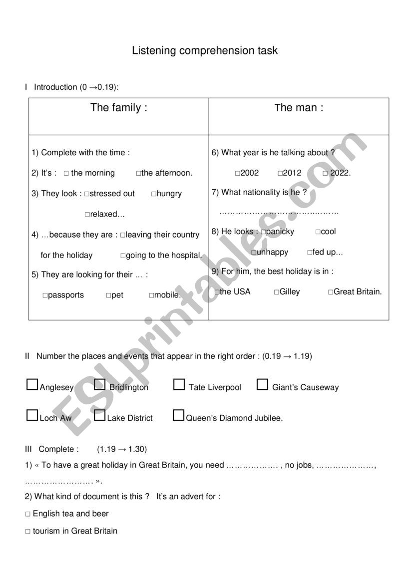 Holidays at home are great worksheet
