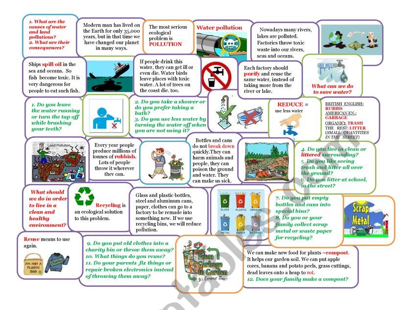 Water and land pollutions worksheet