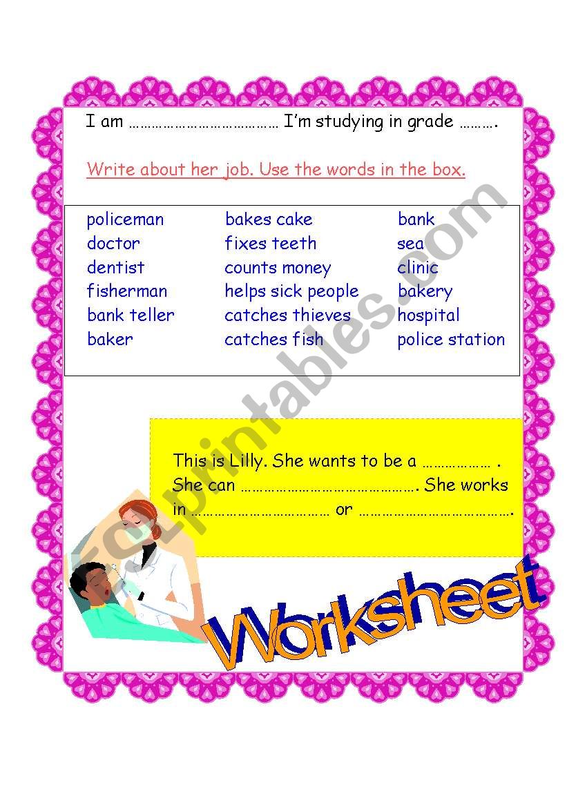 What does she do? worksheet