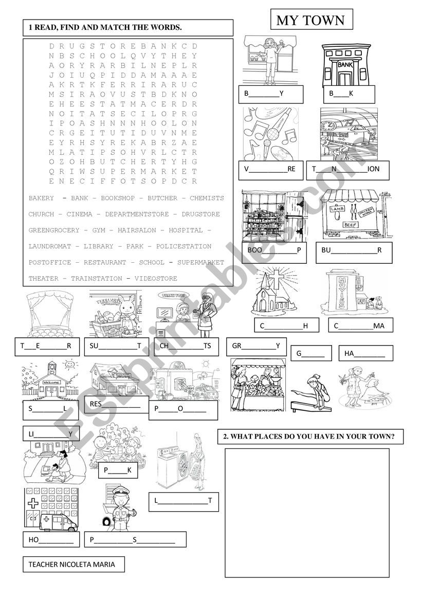 MY TOWN worksheet