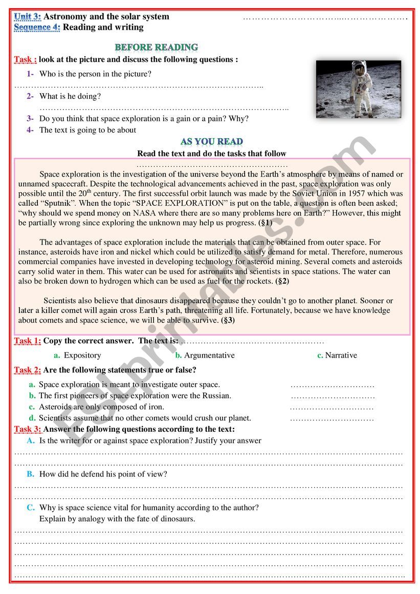  astronomy  reading and writing lesson plan 