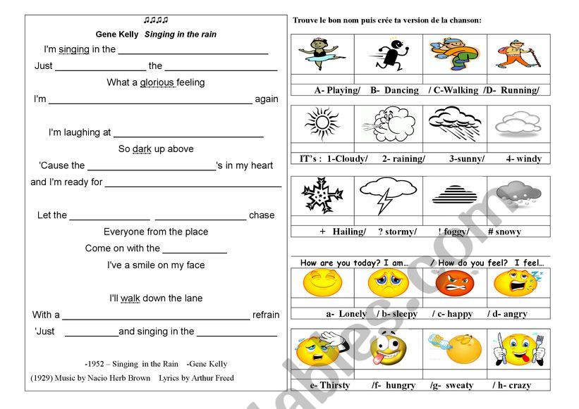 Oral comprehension Singing in the rain