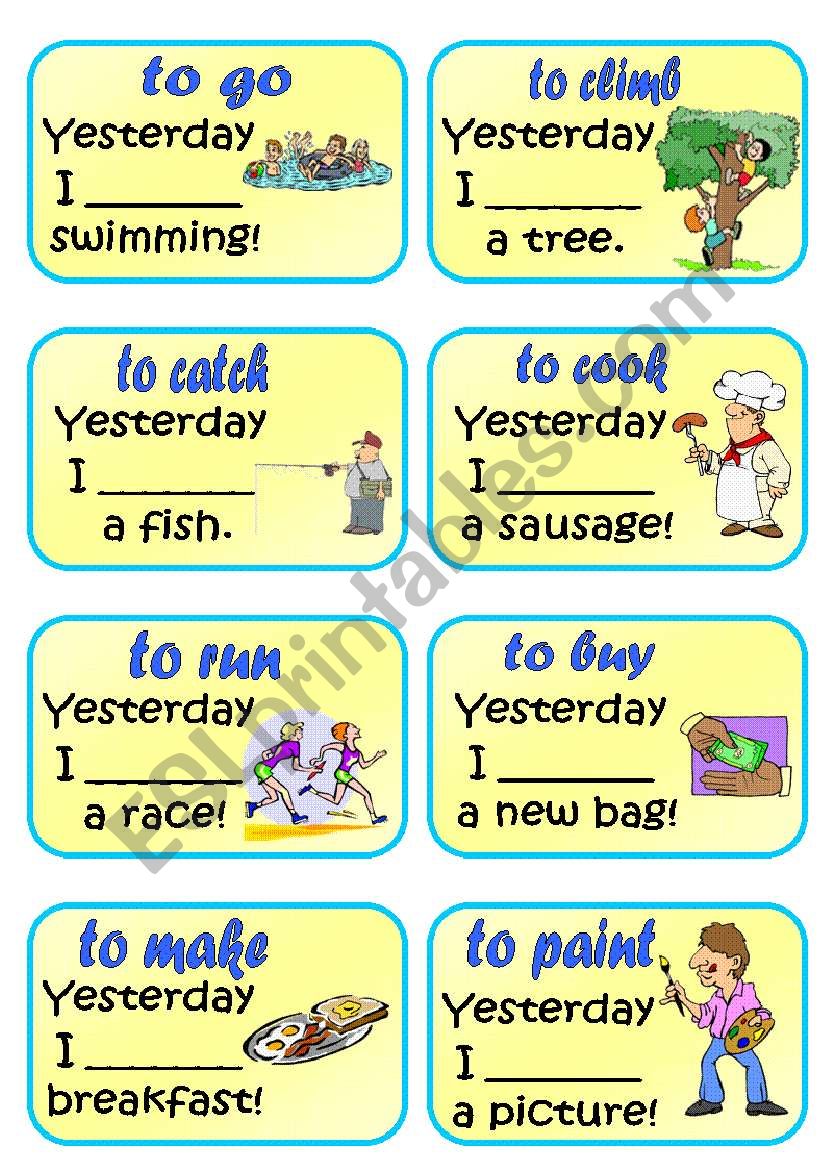 Past Tense Cards Part 2 worksheet