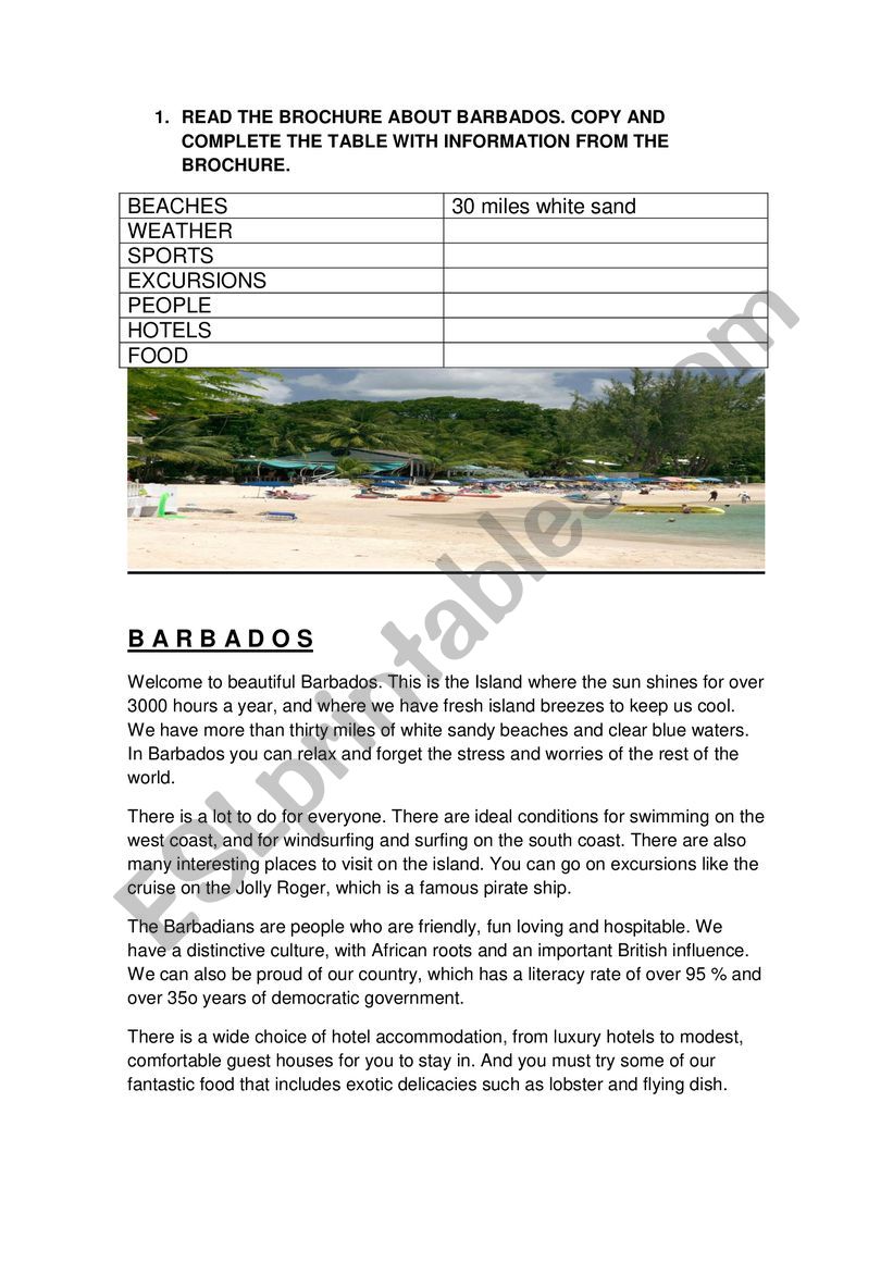 BARBADOS worksheet