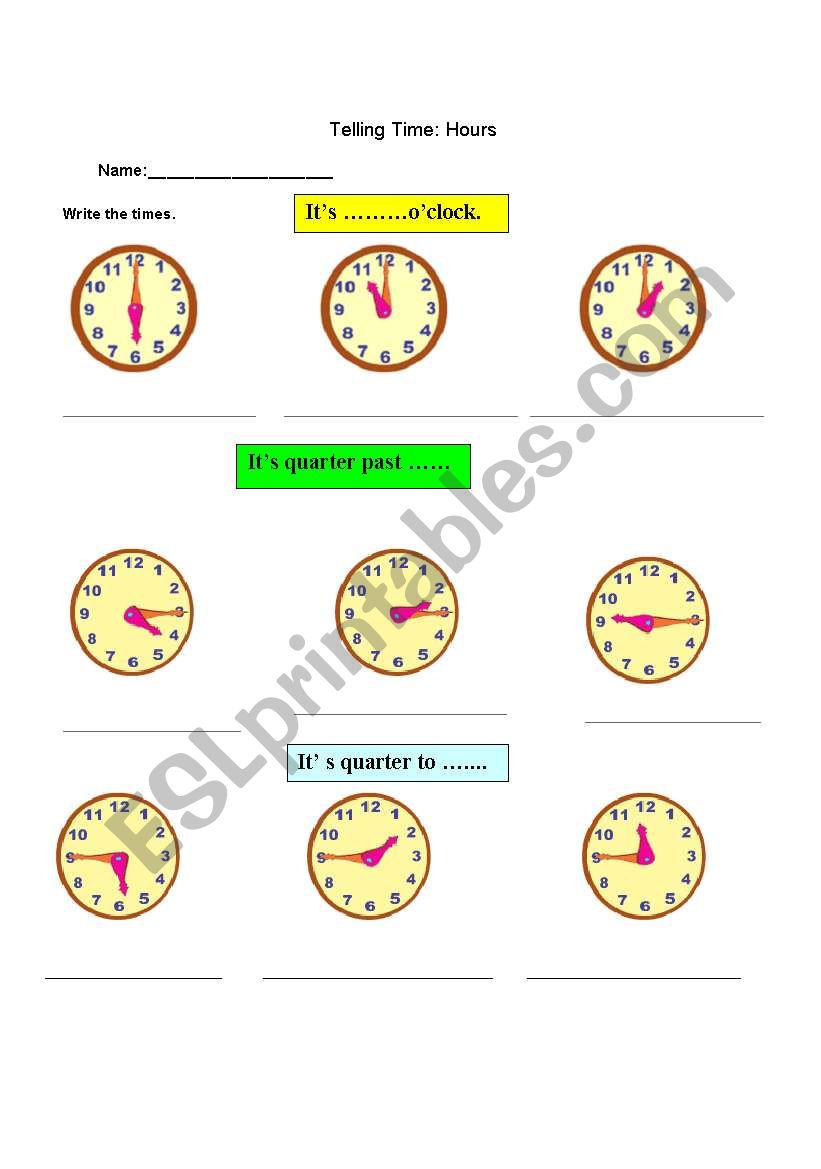 telling time worksheet