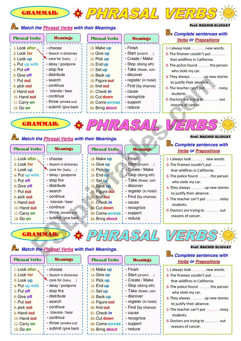 PHRASAL VERBS worksheet