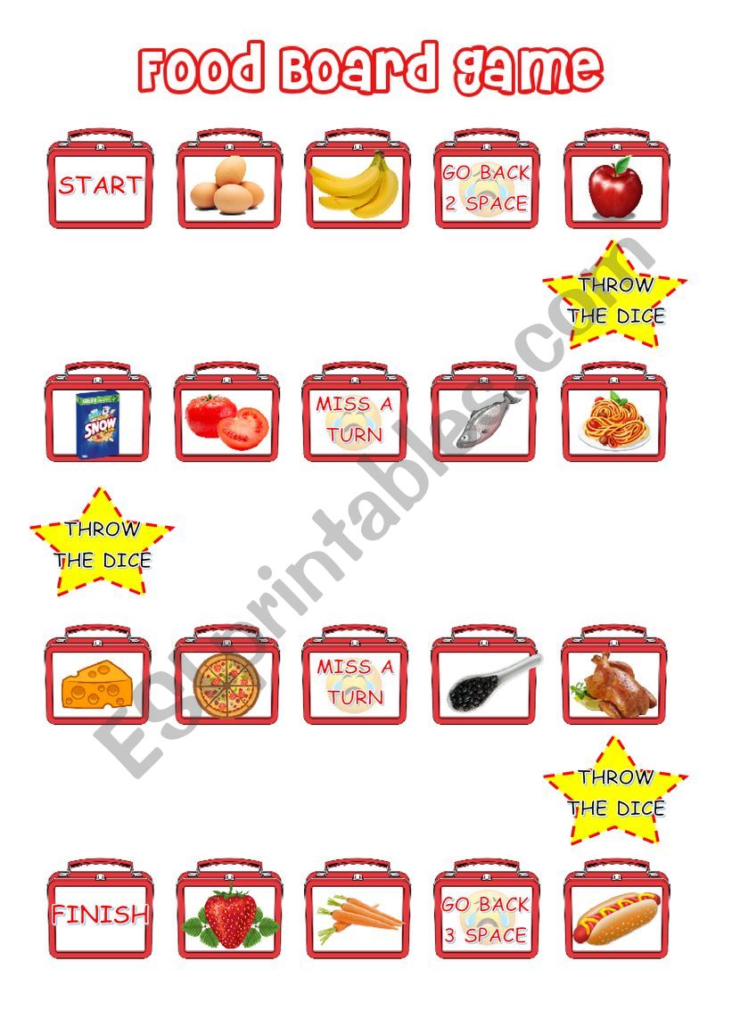 Board game food - frequÃªncy worksheet