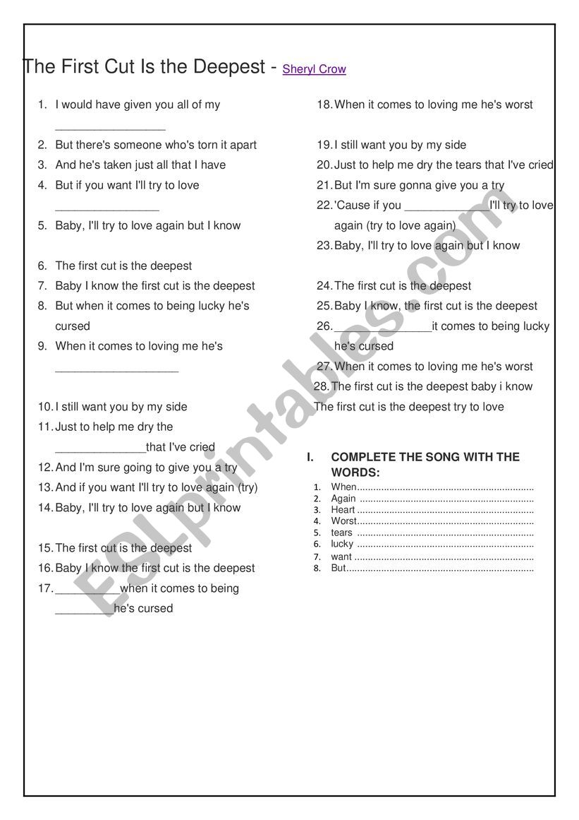 A listening activity worksheet