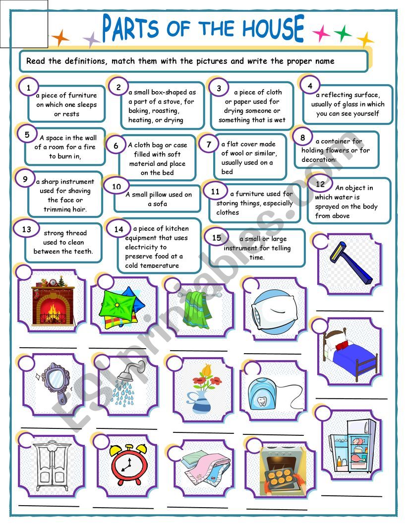 furniture in the house  worksheet